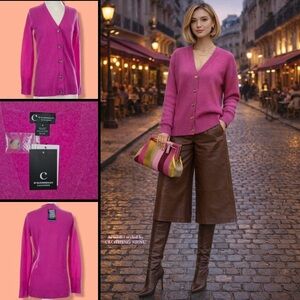 100% Cashmere 2 Ply Cardigan in Pink | C by BLOOMINGDALE’S Women's Size Small